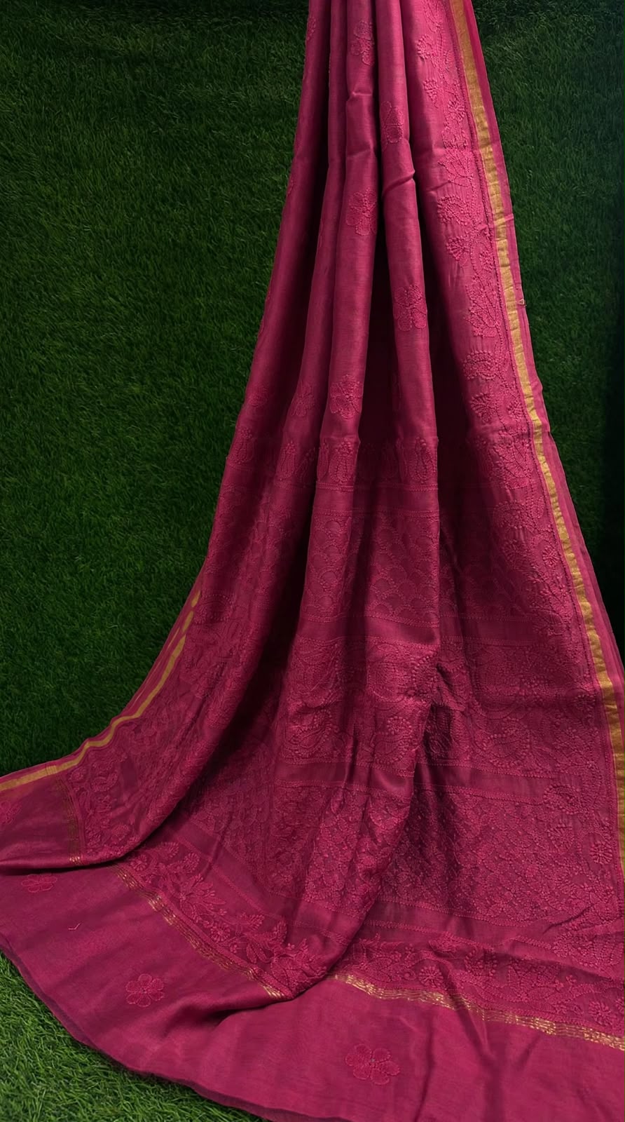 Chanderi Silk Chikankari Saree