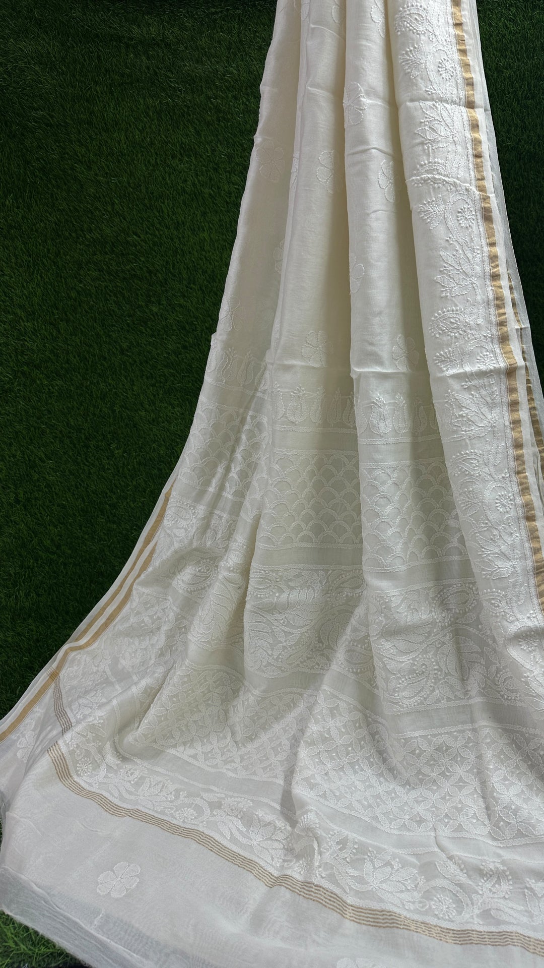Chanderi Silk Chikankari Saree
