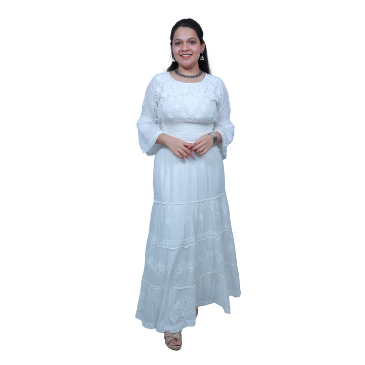 Zeba enchanting chikankari white skirt and crop top