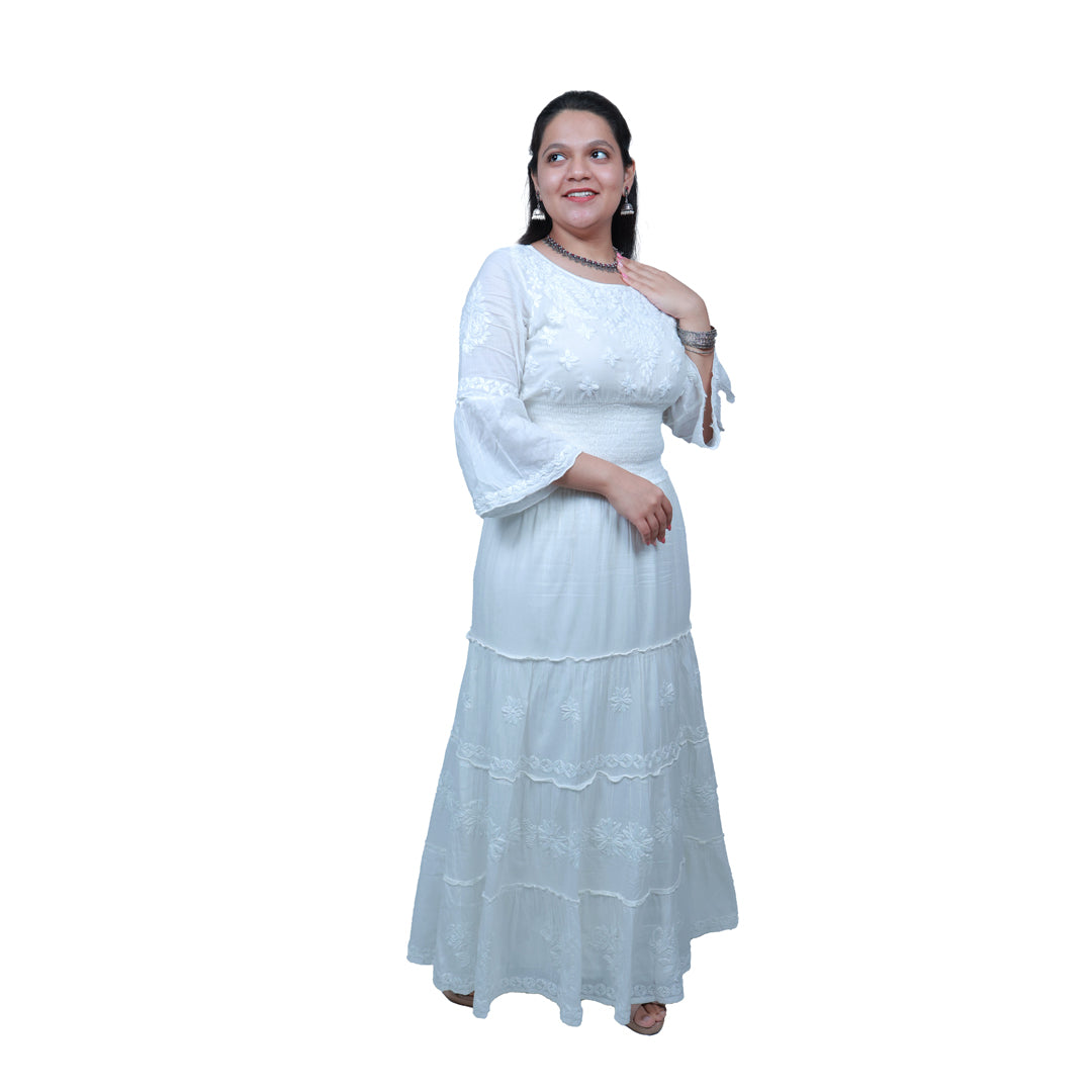 Zeba enchanting chikankari white skirt and crop top