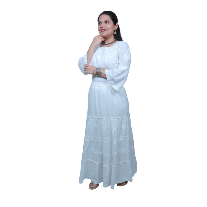 Zeba enchanting chikankari white skirt and crop top