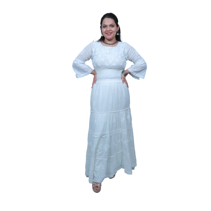 Zeba enchanting chikankari white skirt and crop top