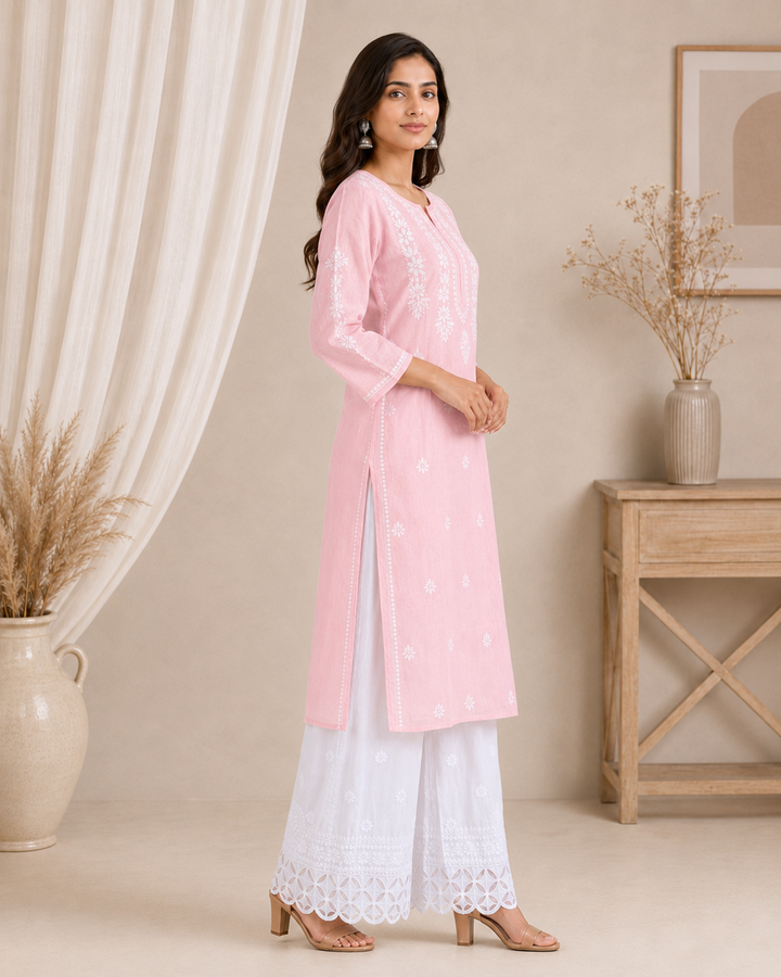 Anam Chanderi Chikankari Long kurti (Copy)
