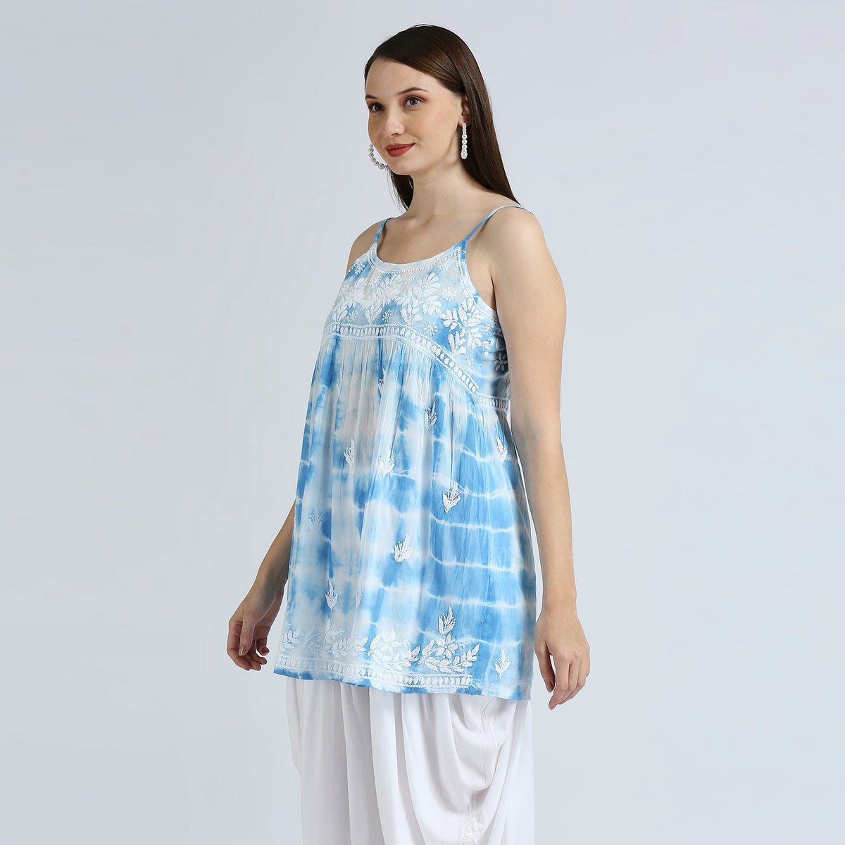 Maria Tie And Dye Chikankari Spaghetti Tops
