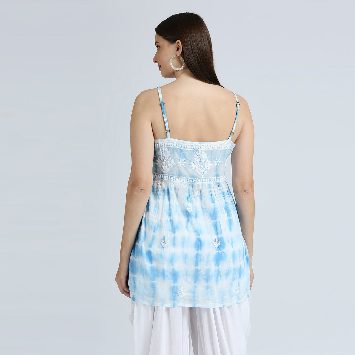 Maria Tie And Dye Chikankari Spaghetti Tops