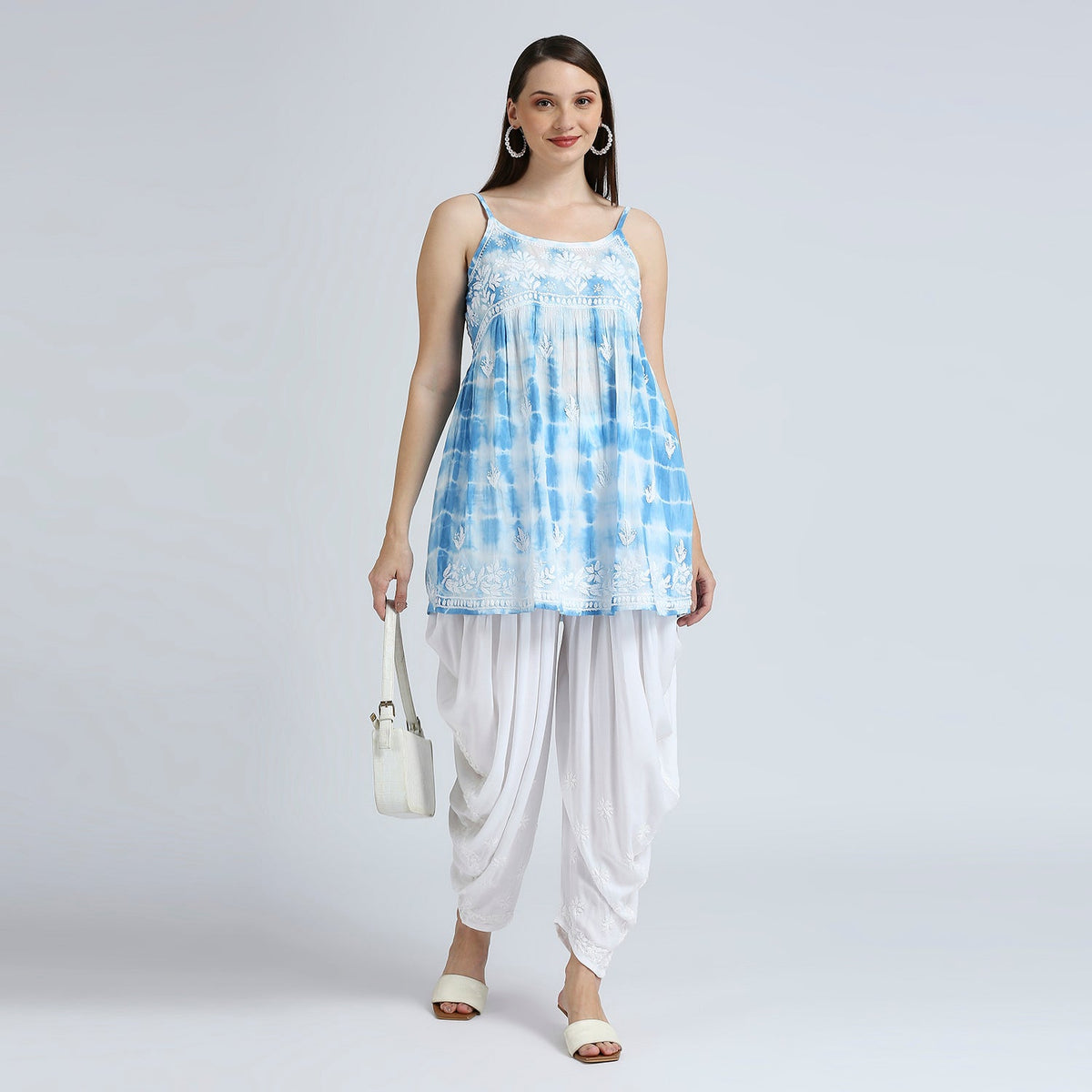 Maria Tie And Dye Chikankari Spaghetti Tops