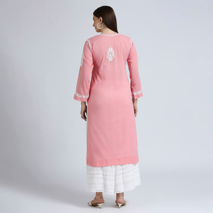 MASUMA COTTON CHIKANKARI  LONG KURTI