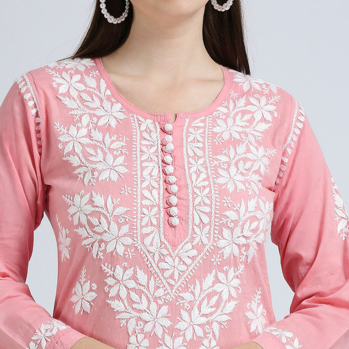 MASUMA COTTON CHIKANKARI  LONG KURTI