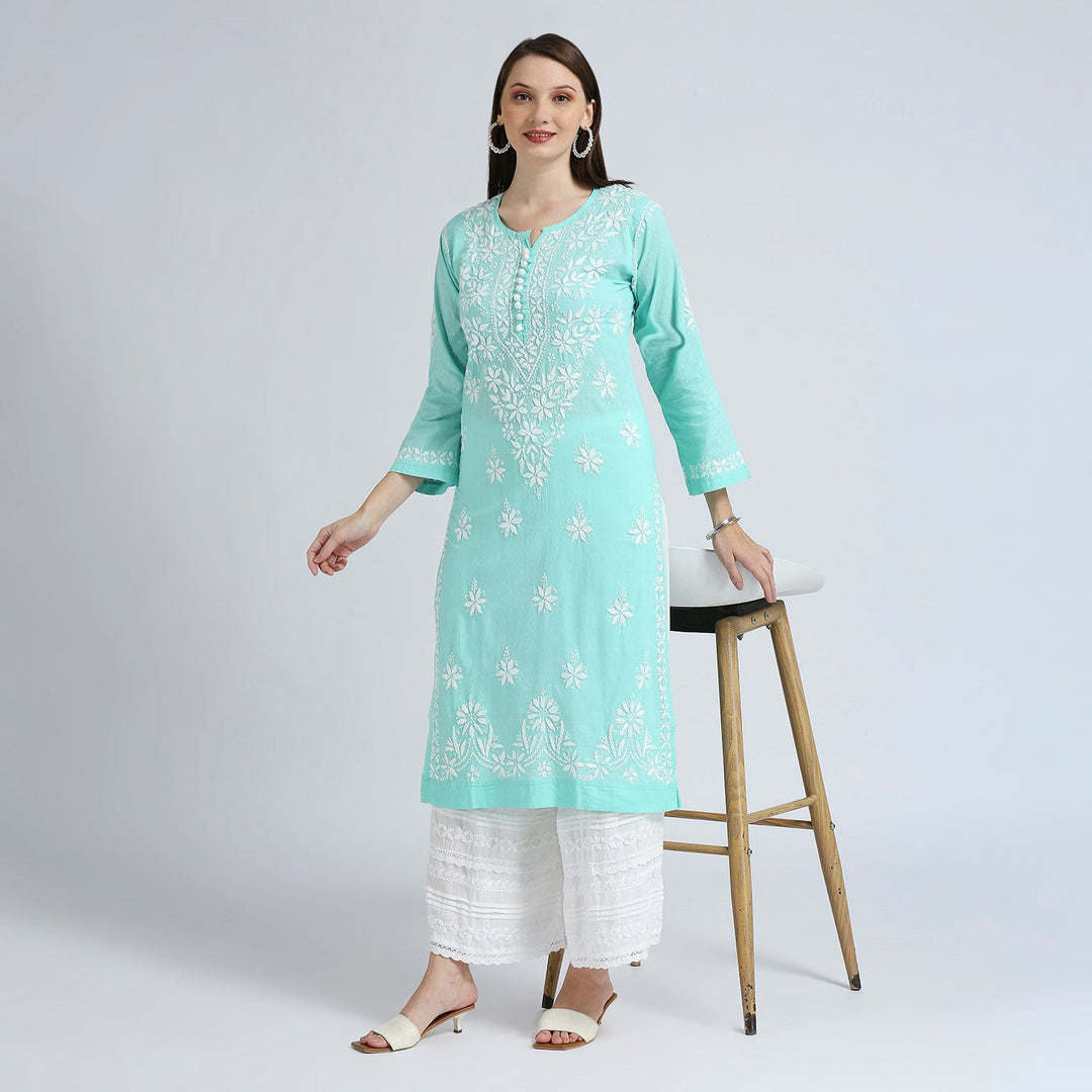 MASUMA COTTON CHIKANKARI LONG KURTI