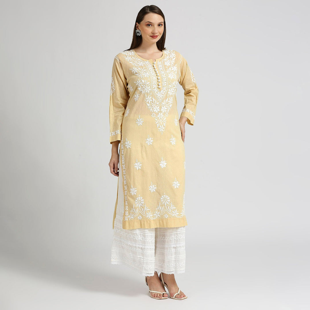 MASUMA COTTON CHIKANKARI LONG KURTI