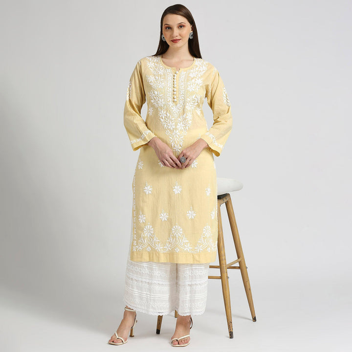 MASUMA COTTON CHIKANKARI LONG KURTI